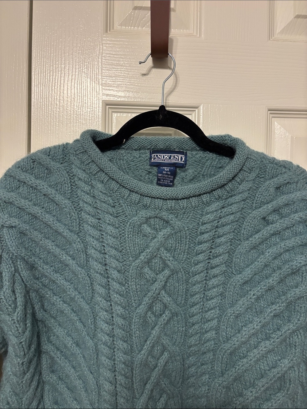 Lands’ End Vintage 90’s Cable Knit Fisherman Sweater - Picture 2 of 6
